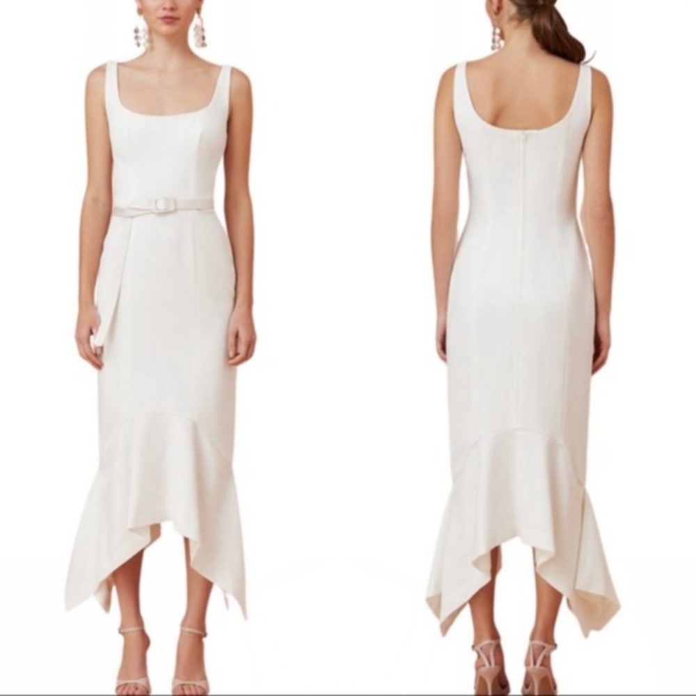 Keepsake the Label White Uptown Midi Dress Porcelain Size XL/US 10 NWT
